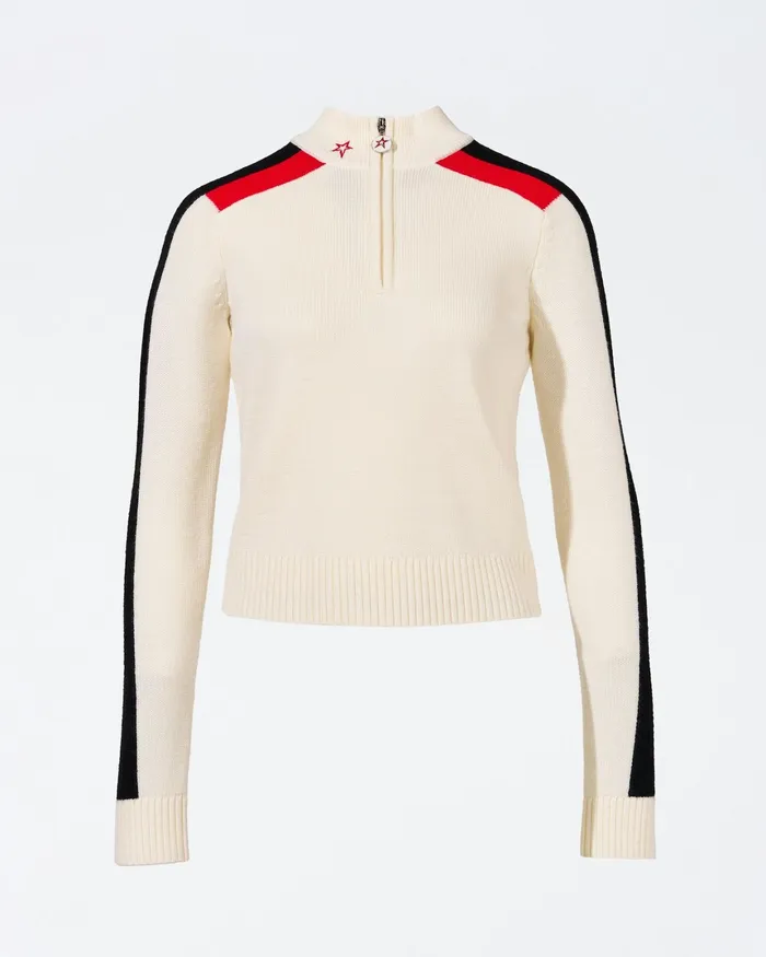 Perfect Moment LA Tour Merino Wool 14 Zip Sweater Snow White Women Tops