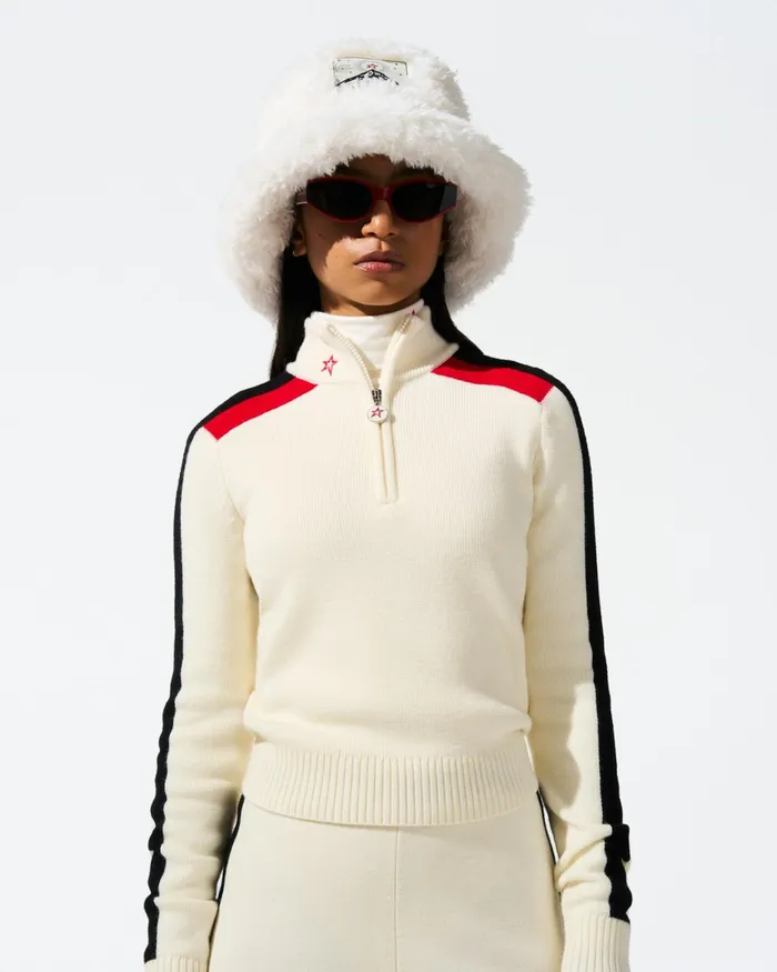 Perfect Moment LA Tour Merino Wool 14 Zip Sweater Snow White Women Tops