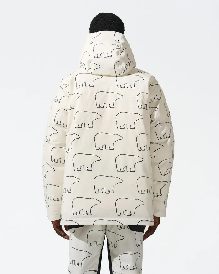Perfect Moment Max Down Parka Jacket White and Black 8211 Bear Print Men Jackets