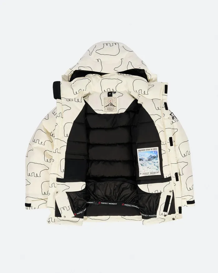 Perfect Moment Max Down Parka Jacket White and Black 8211 Bear Print Men Jackets