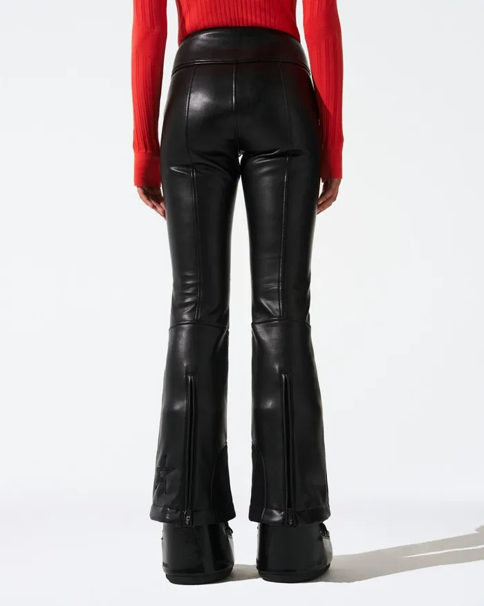 Perfect Moment Vegan Leather MidRise Aurora Ski Pant Black faux Leather Women Pants
