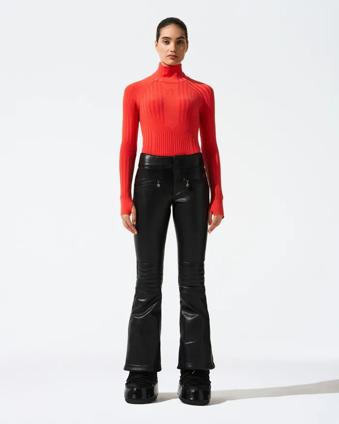 Perfect Moment Vegan Leather MidRise Aurora Ski Pant Black faux Leather Women Pants