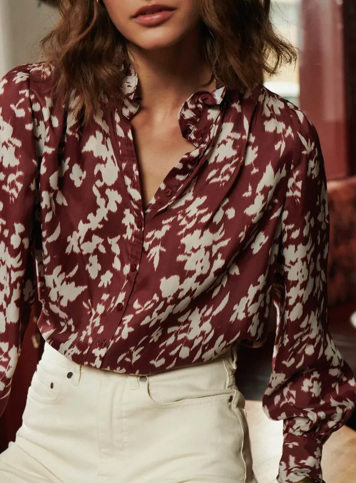 Petite Mendigote Tops Blouses Fw24 Blouse Tabatha Motif Floral Bordeaux 8211 Women Petite Mendigote Tops Blouses Fw24 Blouse Tabatha Motif Floral Bordeaux 8211 Women