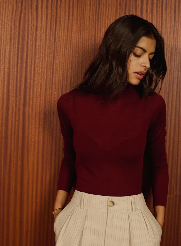 Petite Mendigote Tops Blouses Fw24 Sous Pull Col Roule Mania Bordeaux 8211 Women