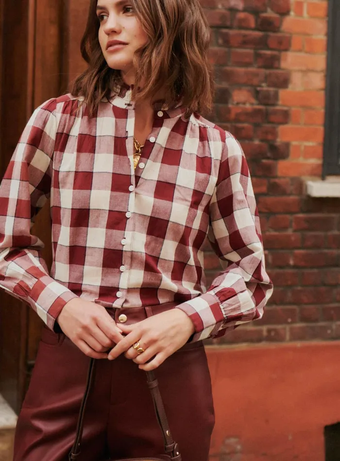 Petite Mendigote Tops Blouses Fw24 Top A Carreau Tabatha Bordeaux 8211 Women