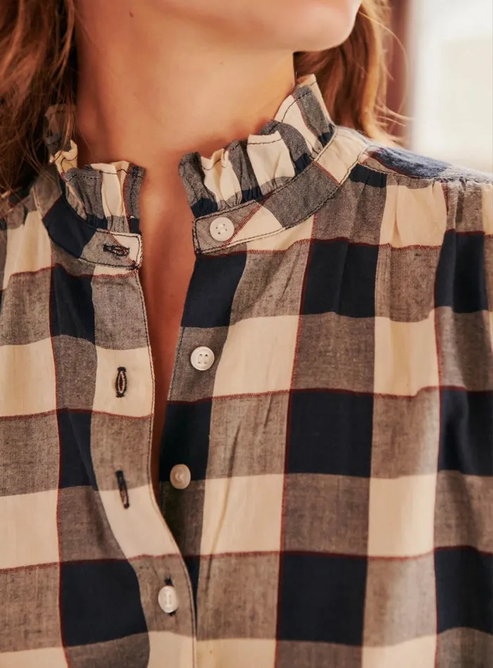Petite Mendigote Tops Blouses Fw24 Top A Carreau Tabatha Marine 8211 Women
