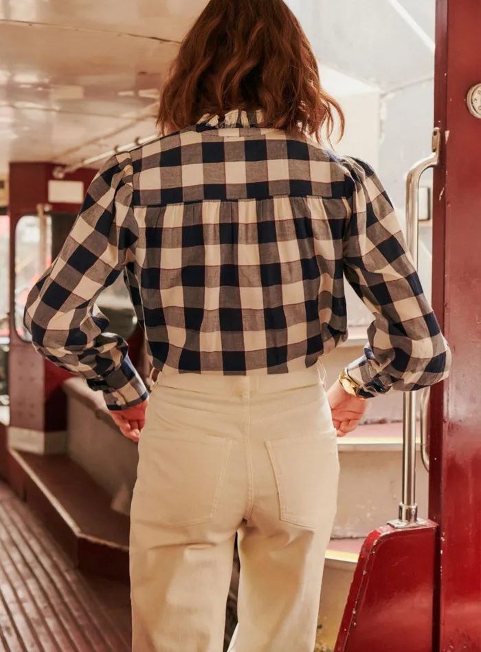 Petite Mendigote Tops Blouses Fw24 Top A Carreau Tabatha Marine 8211 Women