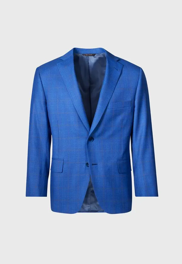 Plaid Stuart Jacket Mid Blue Blazers and Jackets Paulstuart Mens