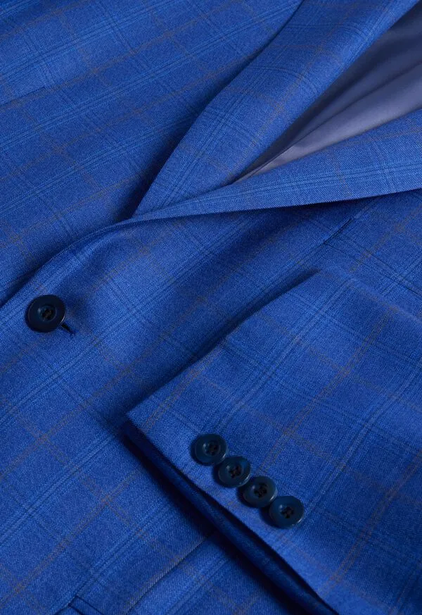 Plaid Stuart Jacket Mid Blue Blazers and Jackets Paulstuart Mens