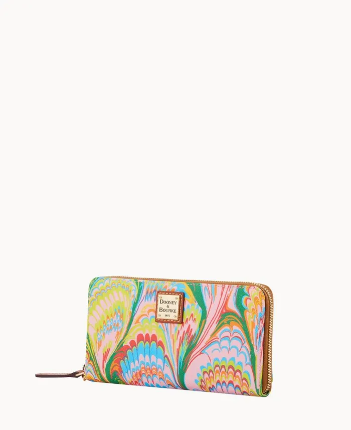 Plumes Large Zip Around Wristlet Pink ManWoman Dooney and Bourke Wallets Plumes Large Zip Around Wristlet Pink ManWoman Dooney and Bourke Wallets