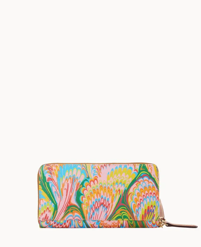 Plumes Large Zip Around Wristlet Pink ManWoman Dooney and Bourke Wallets Plumes Large Zip Around Wristlet Pink ManWoman Dooney and Bourke Wallets