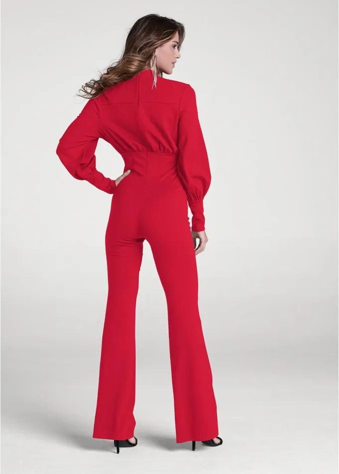 PLUNGING NECKLINE JUMPSUIT Red Women VENUS Occasion Jumpsuits and Rompers