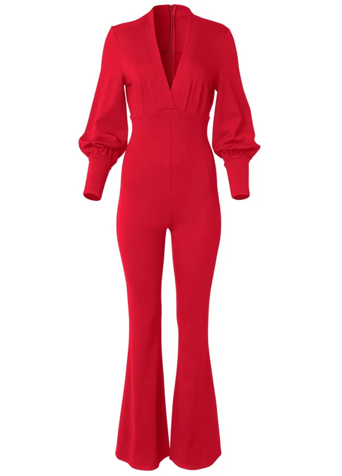 PLUNGING NECKLINE JUMPSUIT Red Women VENUS Occasion Jumpsuits and Rompers