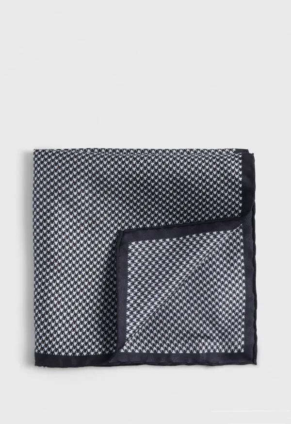 Pocket Squares Paulstuart Mens Printed Silk Houndstooth Pocket Square Black