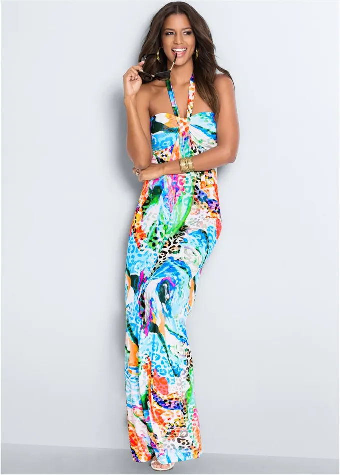 PRINTED HALTER DRESS White Multi Women VENUS Sundresses