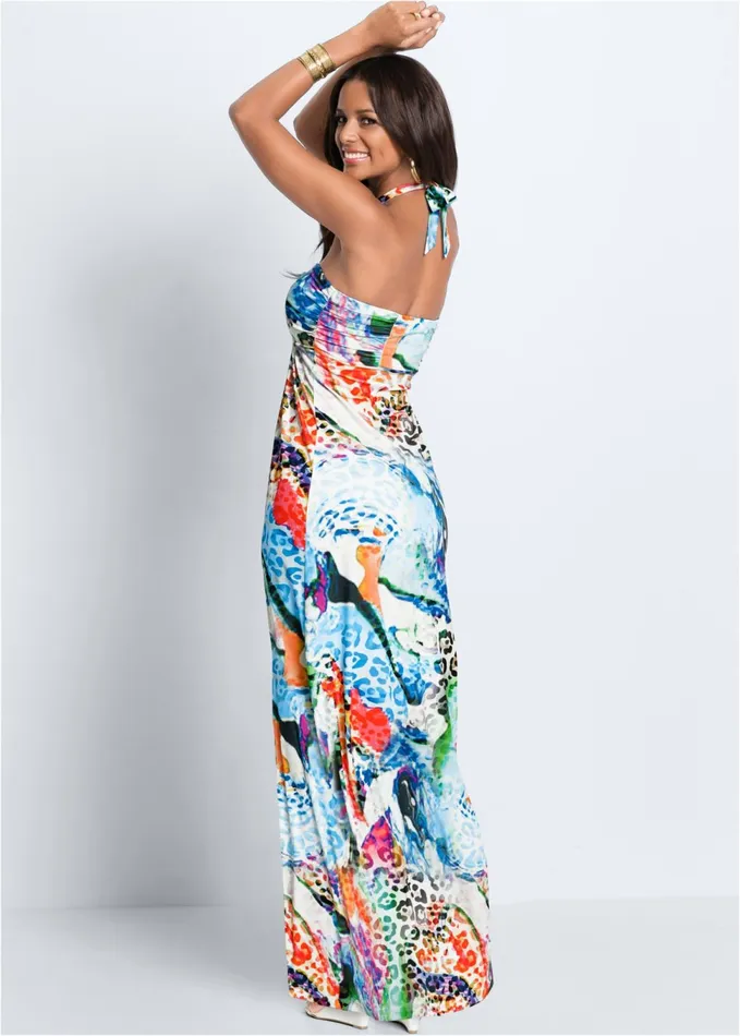 PRINTED HALTER DRESS White Multi Women VENUS Sundresses