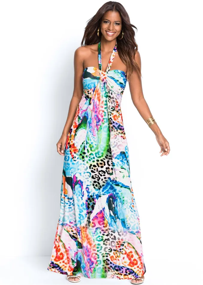 PRINTED HALTER DRESS White Multi Women VENUS Sundresses