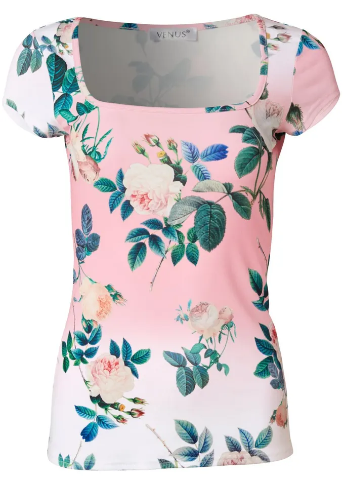 PRINTED SQUARE NECK TOP Pink Multi Women VENUS Casual Tops