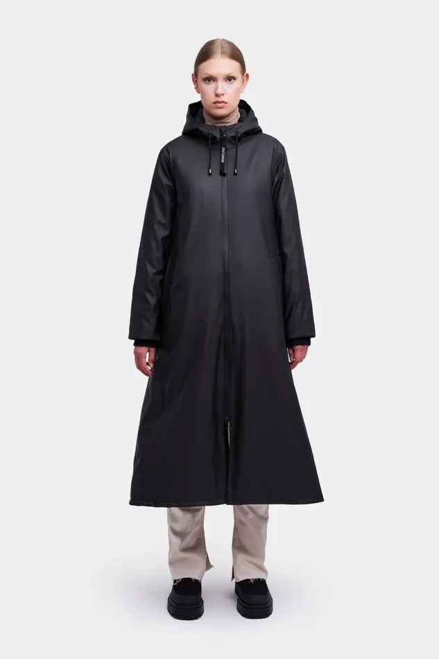 Raincoats Women Stutterheim Mosebacke Long Winter Jacket Black