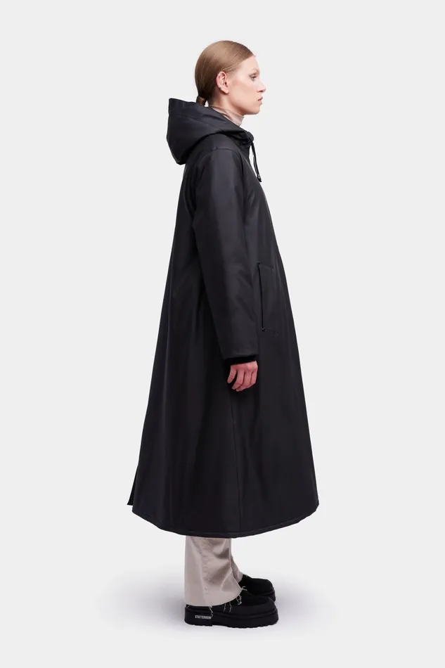 Raincoats Women Stutterheim Mosebacke Long Winter Jacket Black