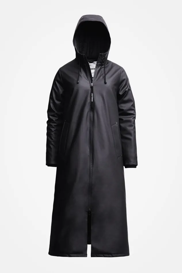 Raincoats Women Stutterheim Mosebacke Long Winter Jacket Black