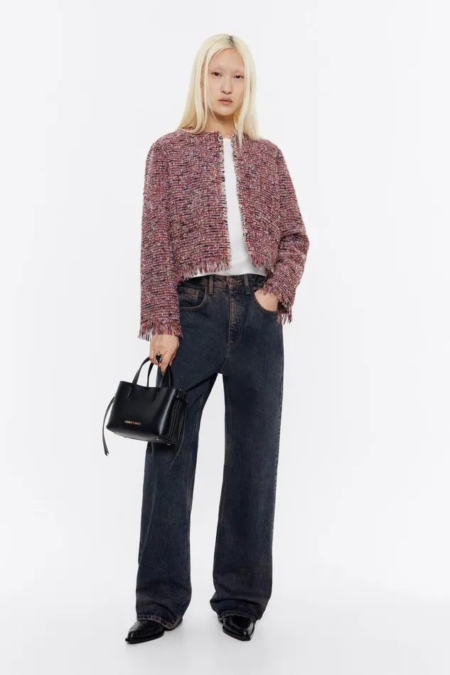 Red Cropped Frayed Jacket Red Women Bimba Y Lola Jackets And Blazers