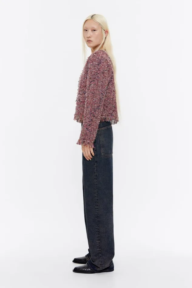 Red Cropped Frayed Jacket Red Women Bimba Y Lola Jackets And Blazers Red Cropped Frayed Jacket Red Women Bimba Y Lola Jackets And Blazers