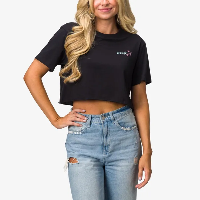 Reef TShirts Tanks and Dresses Flamazing Crop Tee Caviar 8211 Women Reef TShirts Tanks and Dresses Flamazing Crop Tee Caviar 8211 Women