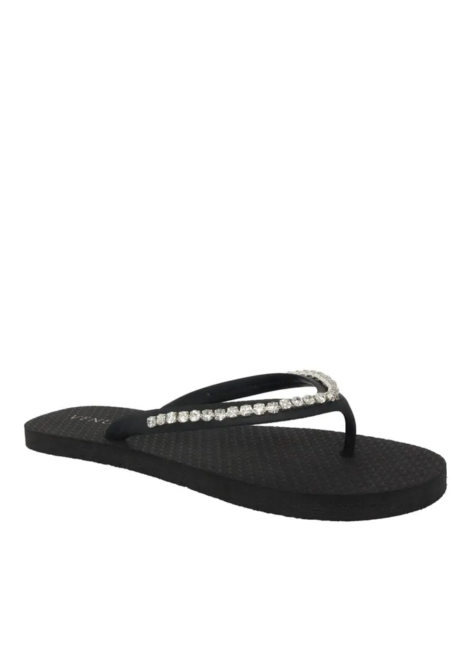 Rhinestone FlipFlop Sandals Black Women VENUS Sandals and Wedges