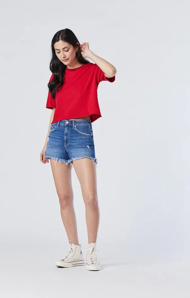 Rosie Boyfriend Short In Mid Ripped Stretch Women Mavi Jeans Shorts