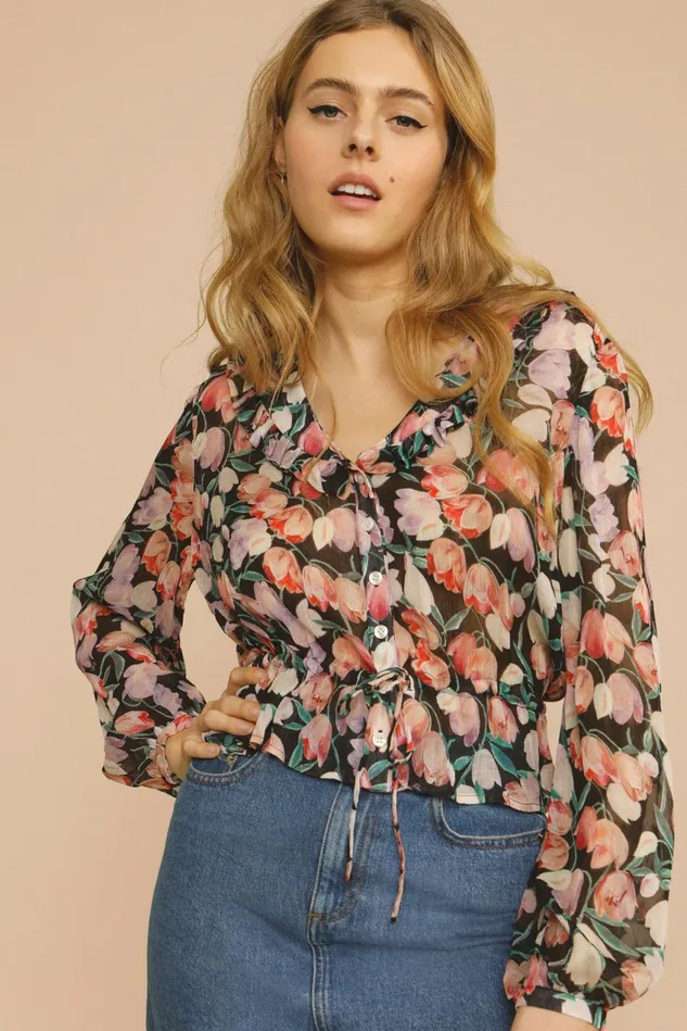 Rouje ZOLA Blouse Tulipano Noir Women Blouses and Tops