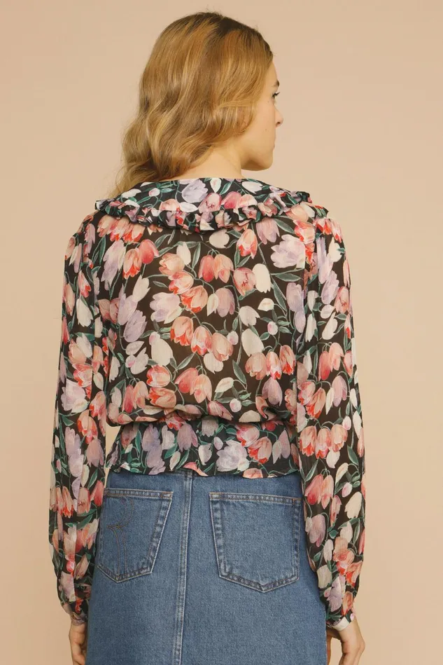Rouje ZOLA Blouse Tulipano Noir Women Blouses and Tops