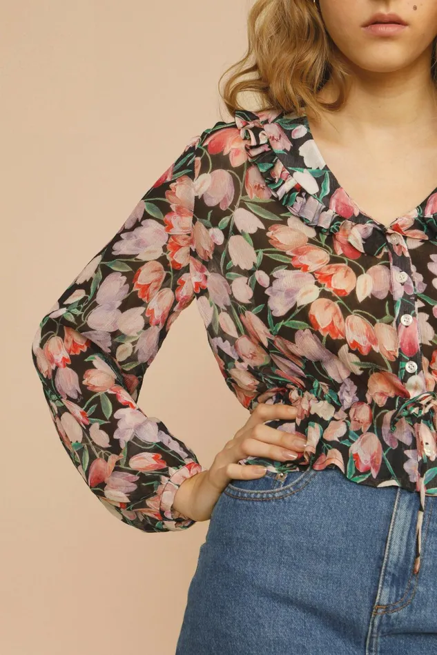 Rouje ZOLA Blouse Tulipano Noir Women Blouses and Tops