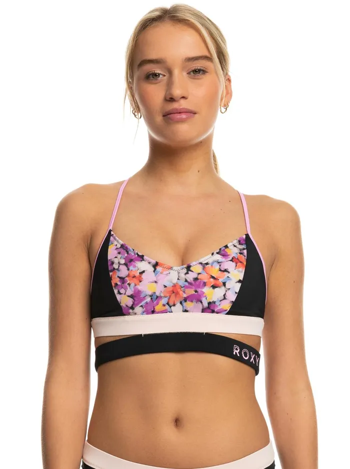 Roxy Active Swimsuits Roxy Active Bralette Bikini Top Anthracite Swim Blooms 8211 Women Roxy Active Swimsuits Roxy Active Bralette Bikini Top Anthracite Swim Blooms 8211 Women