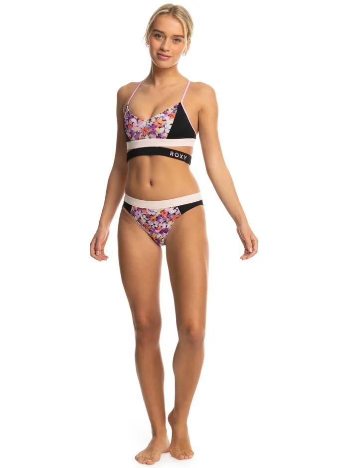 Roxy Active Swimsuits Roxy Active Bralette Bikini Top Anthracite Swim Blooms 8211 Women