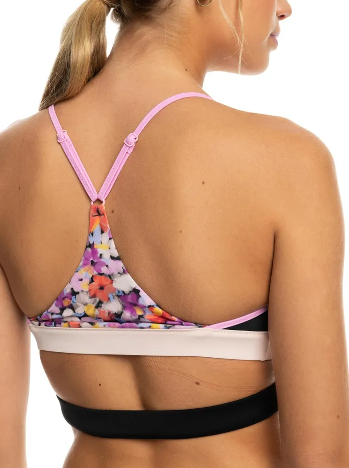 Roxy Active Swimsuits Roxy Active Bralette Bikini Top Anthracite Swim Blooms 8211 Women