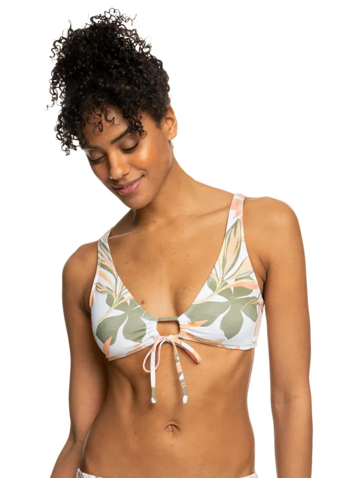 Roxy Bikinis Printed Beach Classics Bralette Bikini Top Bright White Subtly Salty Flat 8211 Women Roxy Bikinis Printed Beach Classics Bralette Bikini Top Bright White Subtly Salty Flat 8211 Women