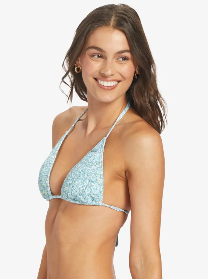 Roxy Bikinis Seaside Tropics Smock Tiki Tri Bikini Top Tourmaline Pretty Paisley 8211 Women