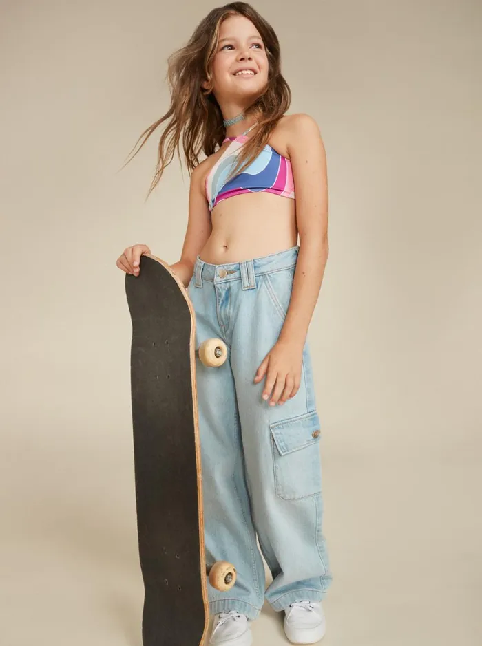 Roxy Jeans and Pants Girl039s 416 Celestial Dancer Cargo Pants Light Blue 8211 Women