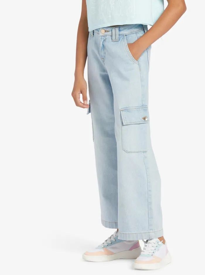 Roxy Jeans and Pants Girl039s 416 Celestial Dancer Cargo Pants Light Blue 8211 Women