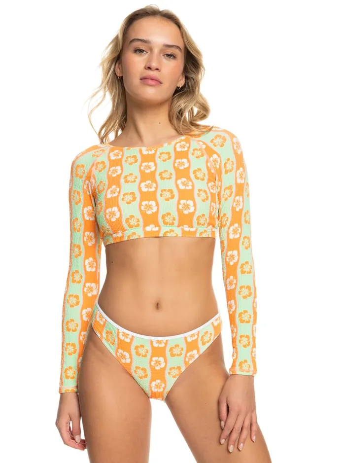 Roxy Rashguards Wavy Babe Cropped Long Sleeve Rashguard Ambroisia Wave Babe Small 8211 Women