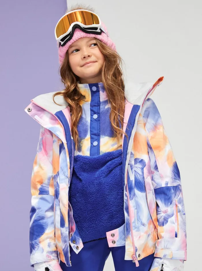 Roxy Snow Jackets Girl039s 416 Alabama Technical Fleece Bright White Pansy Pansy Rg 8211 Women