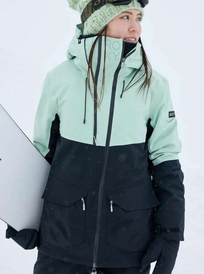 Roxy Snow Jackets GORETEX Stretch Purelines Technical Snow Jacket Cameo Green 8211 Women Roxy Snow Jackets GORETEX Stretch Purelines Technical Snow Jacket Cameo Green 8211 Women