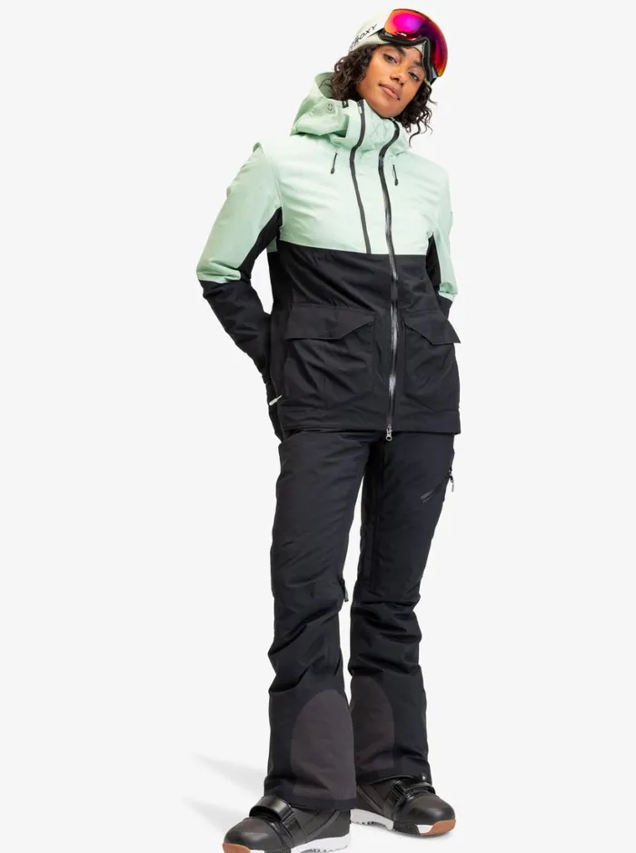 Roxy Snow Jackets GORETEX Stretch Purelines Technical Snow Jacket Cameo Green 8211 Women