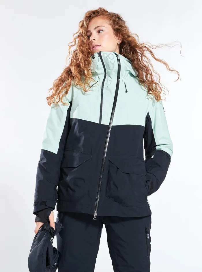 Roxy Snow Jackets GORETEX Stretch Purelines Technical Snow Jacket Cameo Green 8211 Women