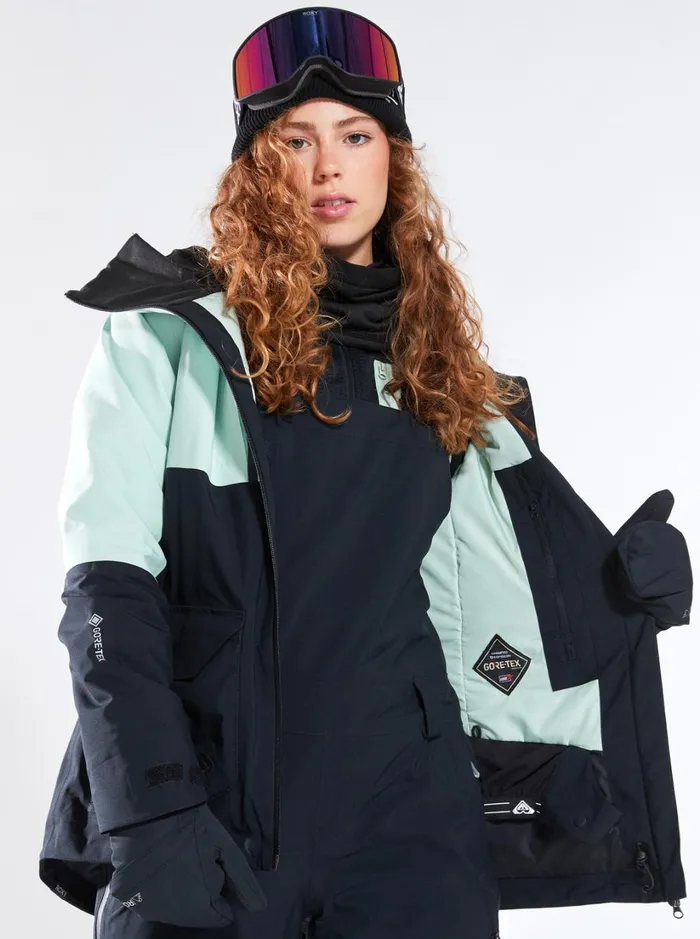 Roxy Snow Jackets GORETEX Stretch Purelines Technical Snow Jacket Cameo Green 8211 Women