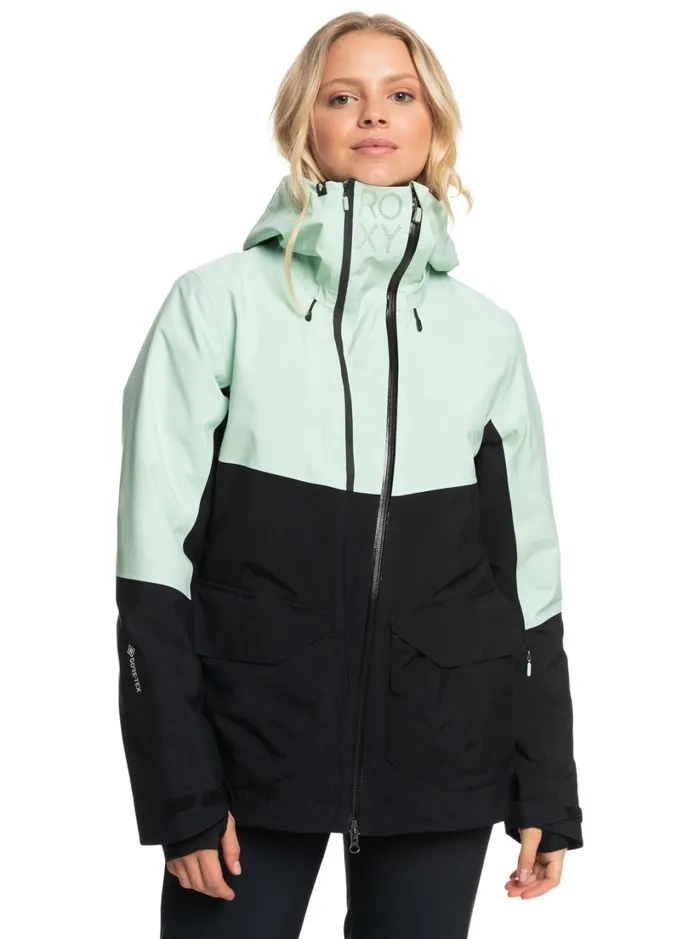 Roxy Snow Jackets GORETEX Stretch Purelines Technical Snow Jacket Cameo Green 8211 Women