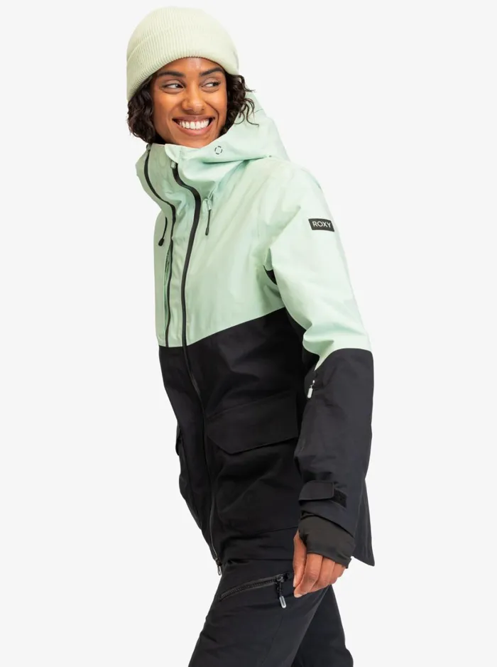 Roxy Snow Jackets GORETEX Stretch Purelines Technical Snow Jacket Cameo Green 8211 Women