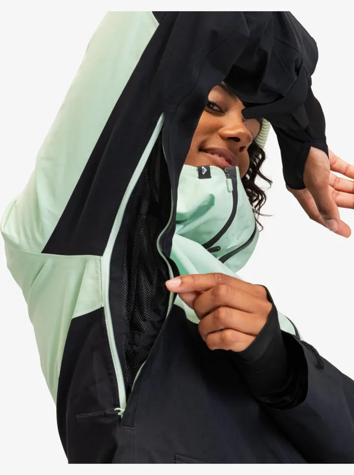 Roxy Snow Jackets GORETEX Stretch Purelines Technical Snow Jacket Cameo Green 8211 Women