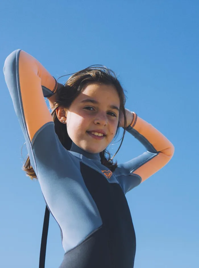 Roxy Surf Girl039s 816 32mm Prologue Back Zip Wetsuit Cloud Blkpowderdgreysunglow 8211 Women